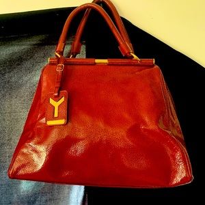 Yves Saint Laurent Patent Majorelle Satchel in pristine condition inside and out